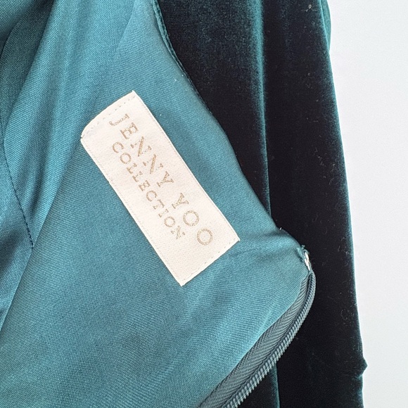 Jenny Yoo Marva Velvet Gown size 24 Emerald Green Square Neck Sleeveless Slit - Picture 3 of 5